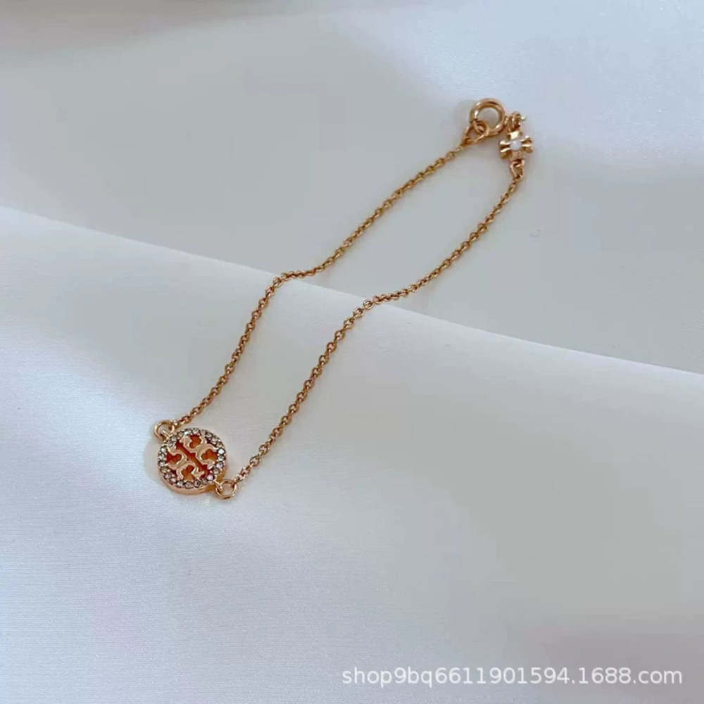 Tory Burch Rose Gold Double Circle Full Diamond Bracelet
